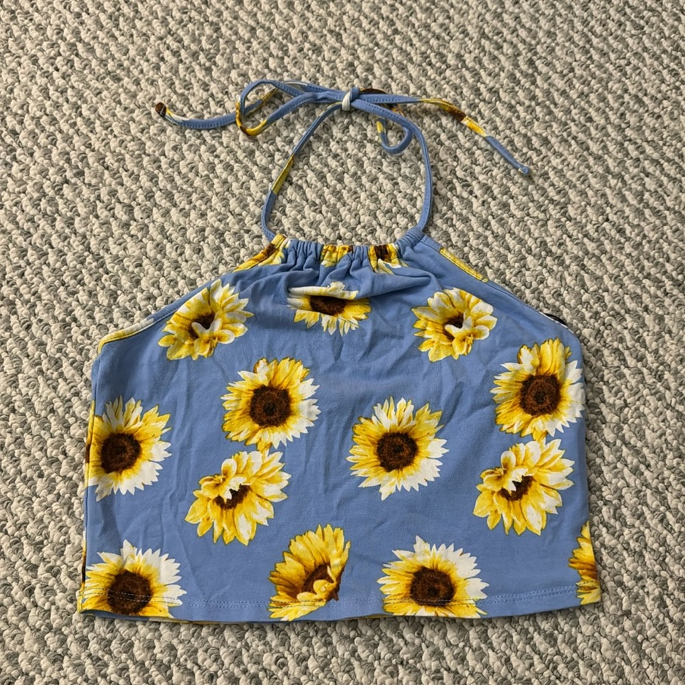 Forever 21 size M blue sunflower halter top